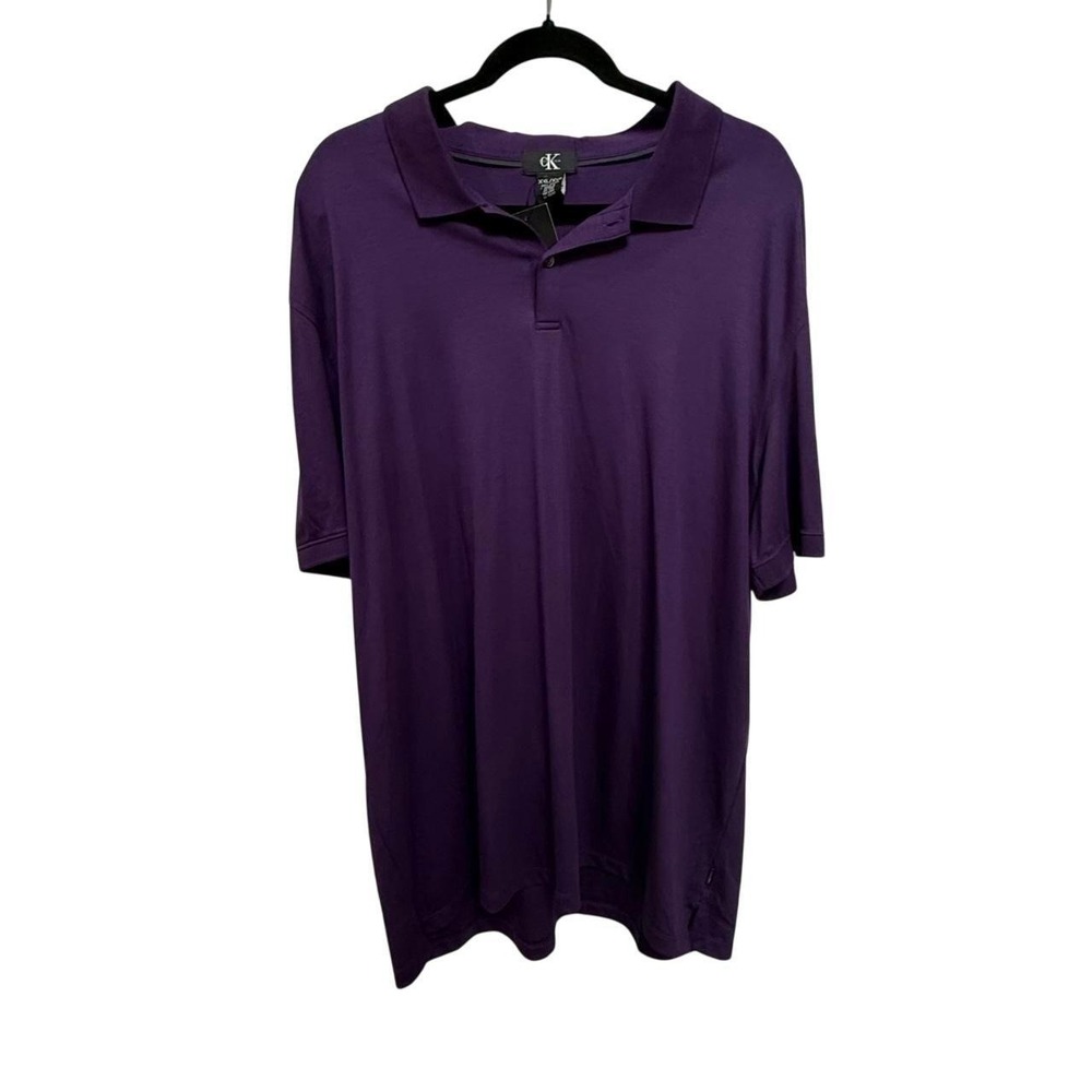 Calvin Klein Men Purple Polo Shirt XXL NWT100%Cotton ShortSleeve Blackberry Cord